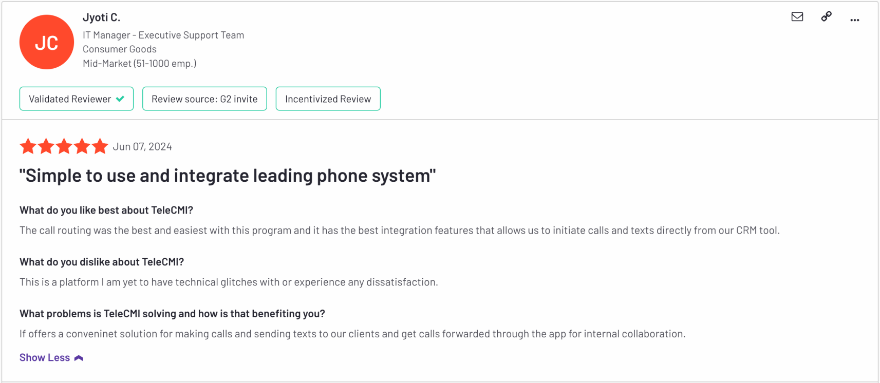 TeleCMI G2 Reviews